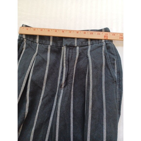 GAP women's wide leg linen blend pant 00 black white stripe coastal work/play - Picture 9 of 12